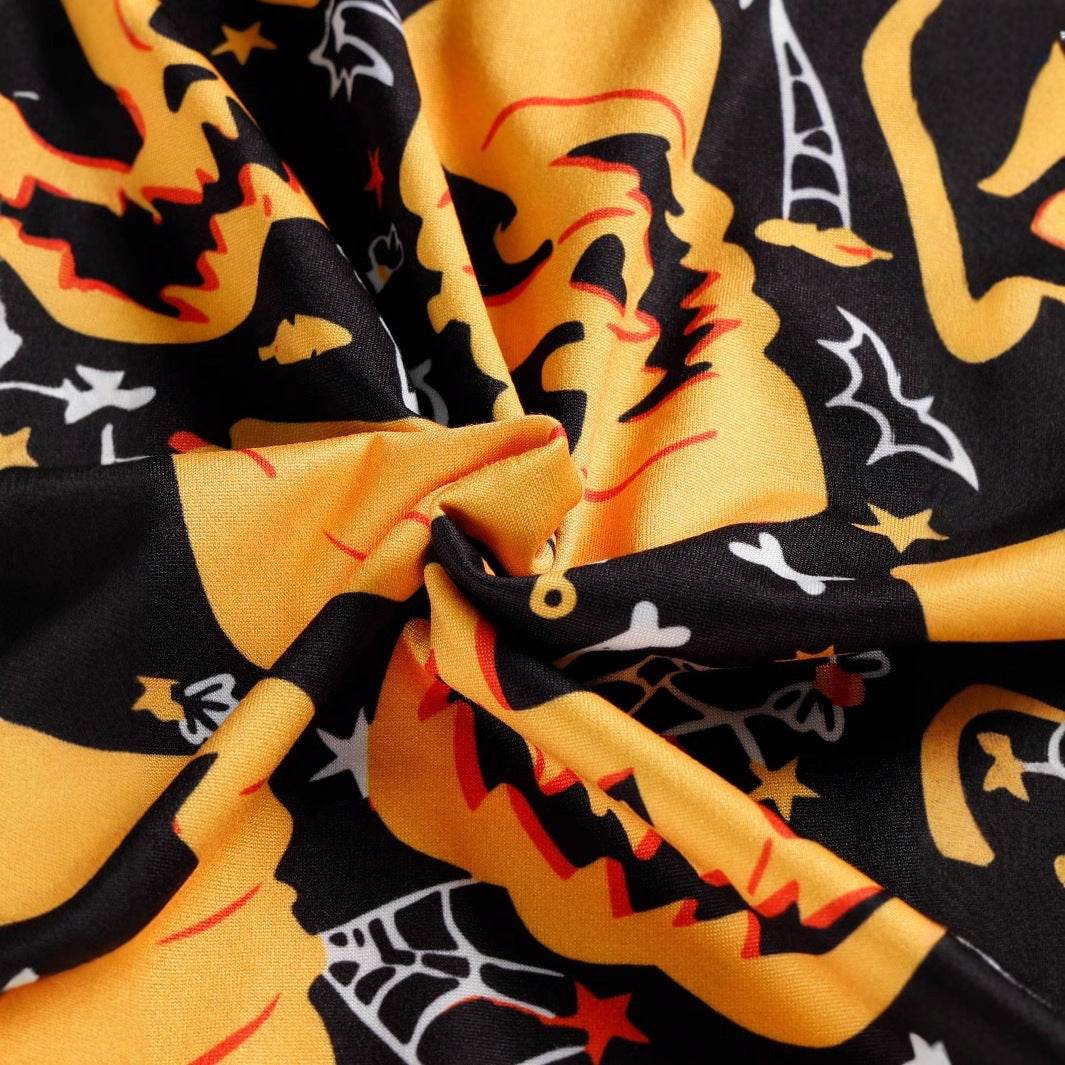 Halloween Printed Round Neck Long Sleeve Plus Size Dress - www.Shopthatapp.com