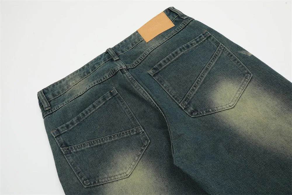Washing Indentation Denim Bootcut Jeans Pants Men - www.Shopthatapp.com