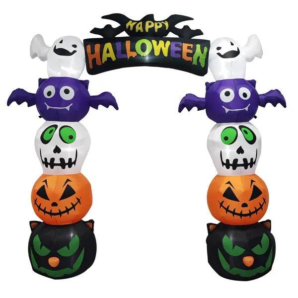 8.2 FT Cute Halloween Inflatables Pumpkin Archway Outdoor Decoration, Giant Blow Up Yard Arch Decorations With Built-in LED Lights For Holiday Party Front Yard Lawn Garden Decor - www.Shopthatapp.com