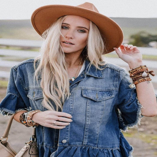 Loose Denim Jacket with Ruffled Sleeves Casual Cotton Style - www.Shopthatapp.com