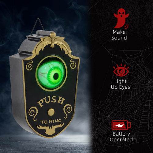 HOMCOM 7.1 Halloween Decoration, Animatronic Doorbell With Simulation Light-up Eyeball, Sound And Motion Activated Animated Prop W Piercing Doorbell Sound - www.Shopthatapp.com
