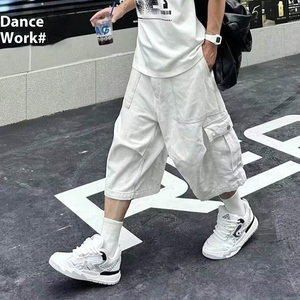 All-matching Loose Straight Cargo Cropped Baggy Pants Casual Trendy - www.Shopthatapp.com