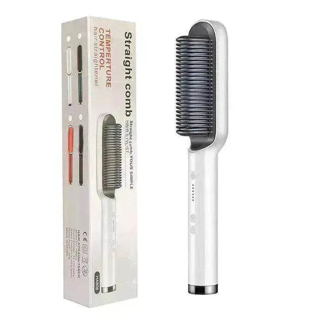 2-In-1 Hair Straightener Hot Comb - Dual-Use Rotating Electric Brush