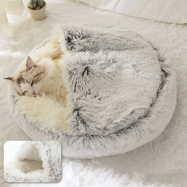 Lit long en peluche 2 en 1 pour animaux de compagnie