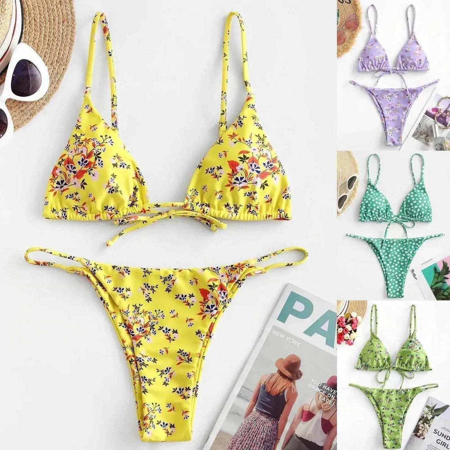 2025 Summer Vibe Flowers Print Charming Bikini for Beach Swimming Fashion Push Up Swimsuit Womens Clothing - www.Shopthatapp.com