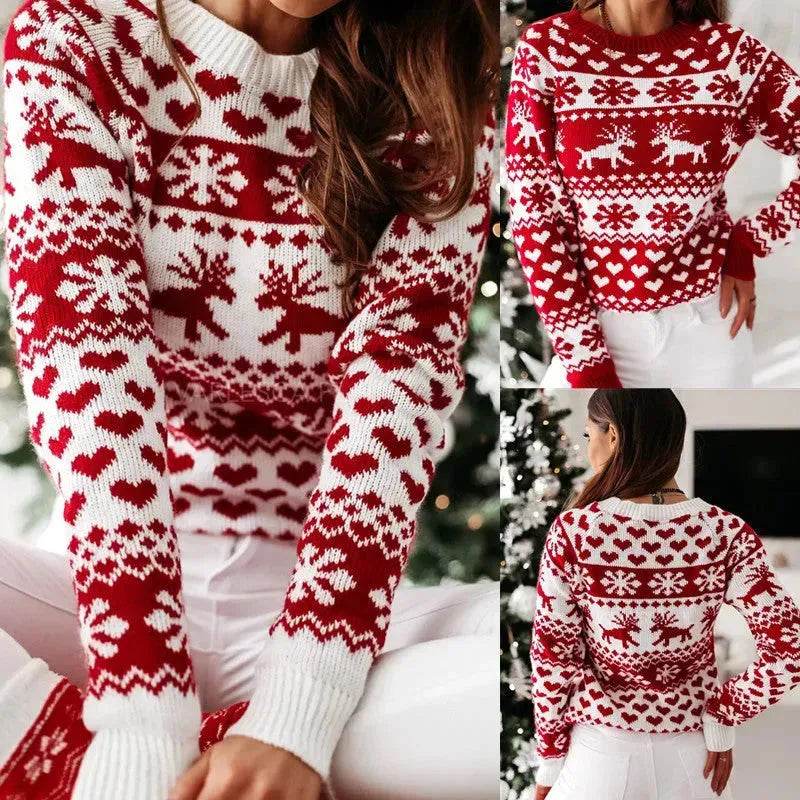 Christmas Elk Long Sleeve Knitted Sweater - www.Shopthatapp.com