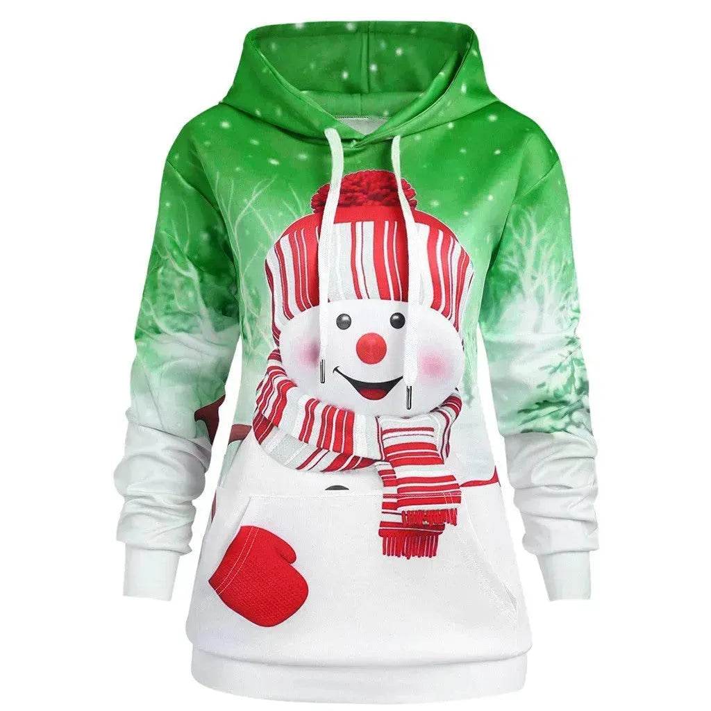 Ugly Christmas snowman print Hoodie sweatshirt - www.Shopthatapp.com
