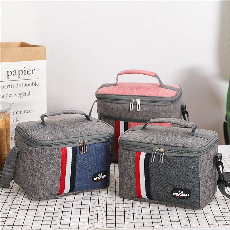 Striped Insulated Lunch Bag – Stylish Portable Tote for Work - www.Shopthatapp.com