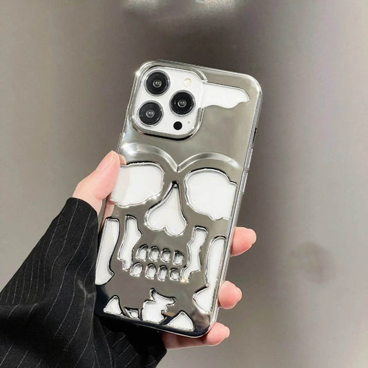 Luxury 3D Skull Metallic Glossy Gothic Phone Case compatible wit Apple - www.Shopthatapp.com