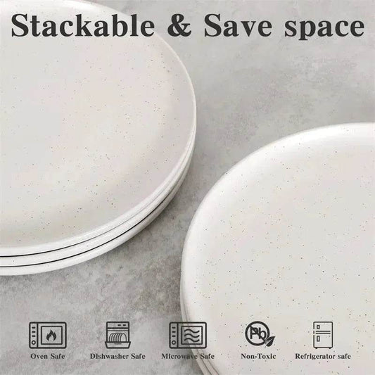 6PCS Flat Ceramic Steak Plate Salad Plates - www.Shopthatapp.com