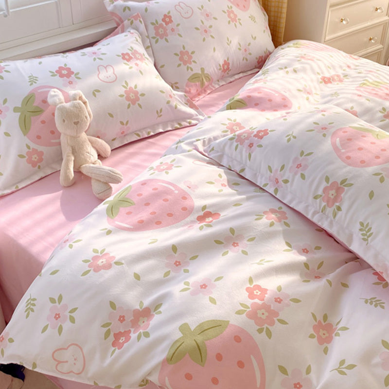 Duvet Cover Set Strawberry Print Bedding For Home Bedroom Decor Microfiber Quilt Cover Gifts Twin Full Queen King Size