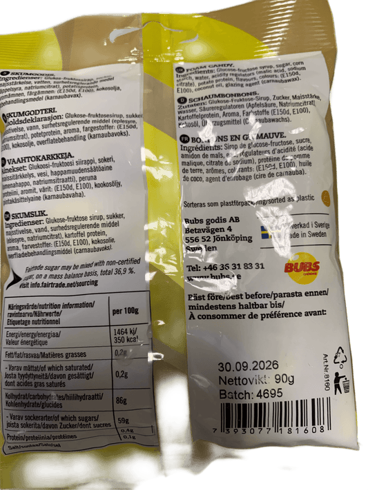 BUBS Godis Goody Banana Toffee Candy Bag 90G - Sweden Edition - www.Shopthatapp.com