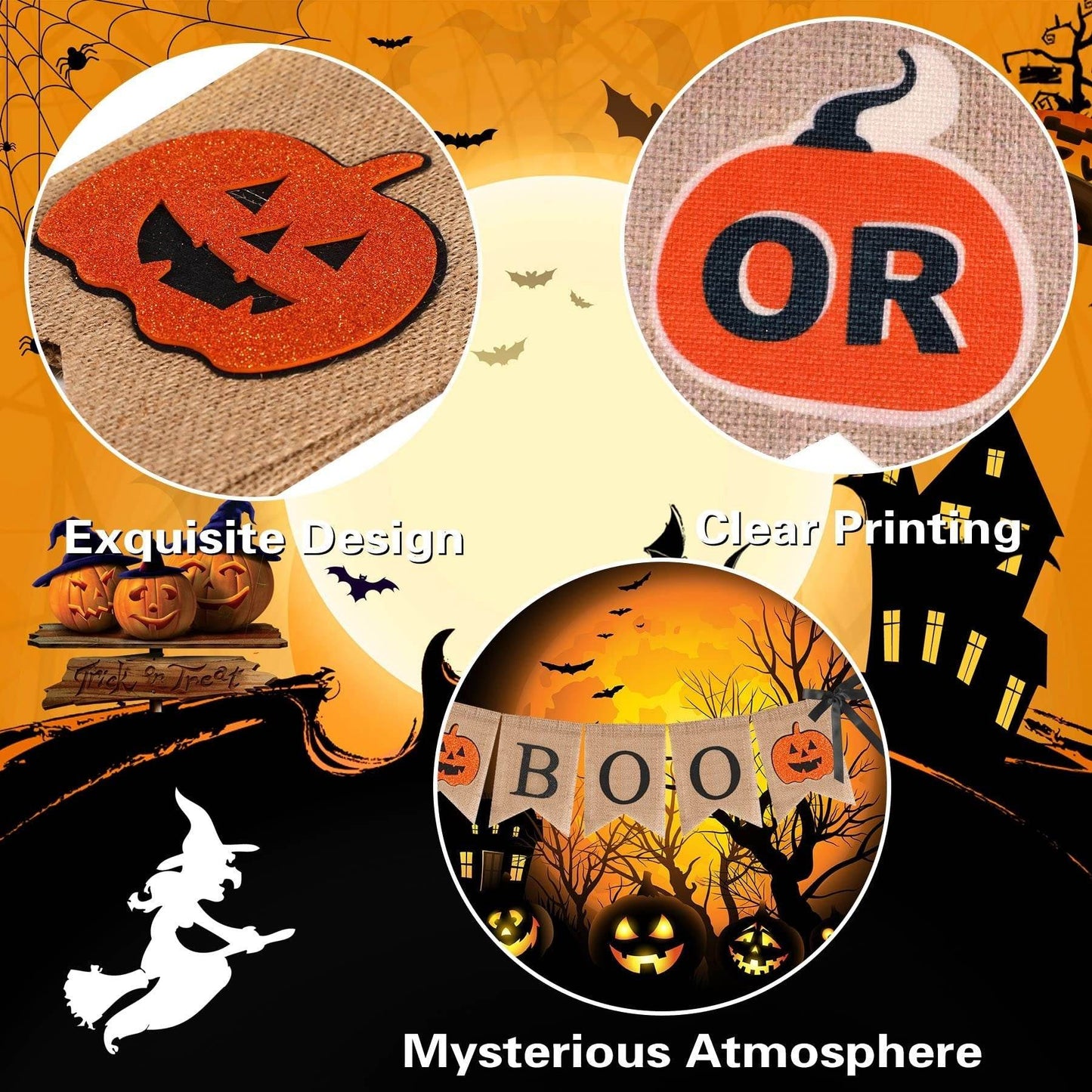 Halloween Burlap Banner Halloween Party Mantel Wall Hanging Supplies For Home Farmhouse Patio-Selling On Amazon Is Prohibited - www.Shopthatapp.com