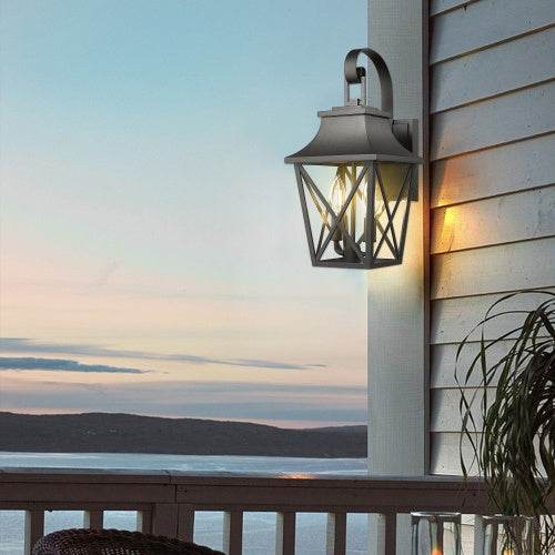 Black Outdoor Wall Light 2 Lights, Large Outdoor Modern Wall Light Fixtures, Industrial Porch Light Wall Mounted With Glass, Waterproof Farmhouse Exterior Light Lighting - www.Shopthatapp.com