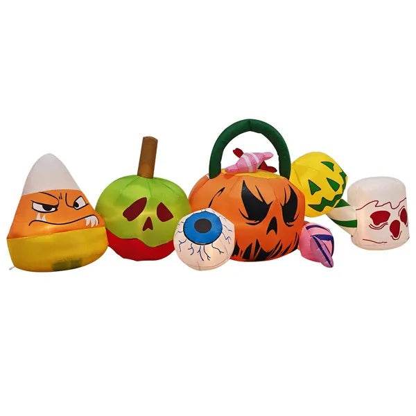 8FT Long Halloween Inflatables Pumpkins Eyeball Candy Outdoor Decorations, Blow Up Yard Decoration With Built-in LEDs Lighted For Lawn Garden Outside Indoor Decor - www.Shopthatapp.com