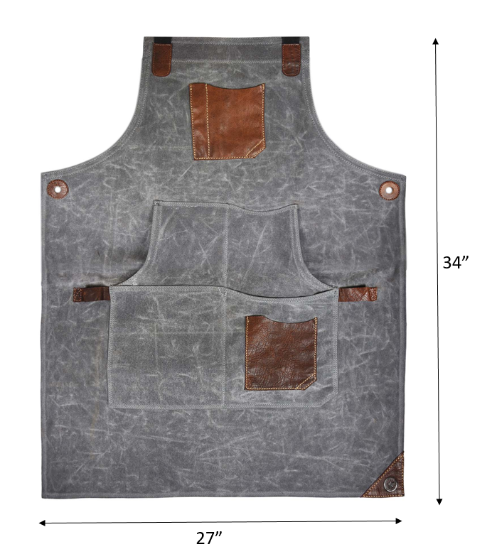 Fremont Leather Canvas Apron - Grey-Art and crafts-www.Shopthatapp.com-Tolredo Leather