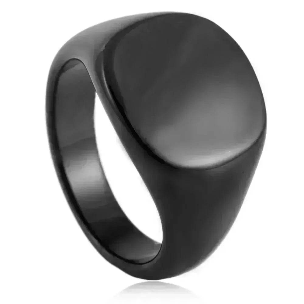 European And American Style Minimalist Titanium Steel Smooth Seal Ring for Men and Women - www.Shopthatapp.com