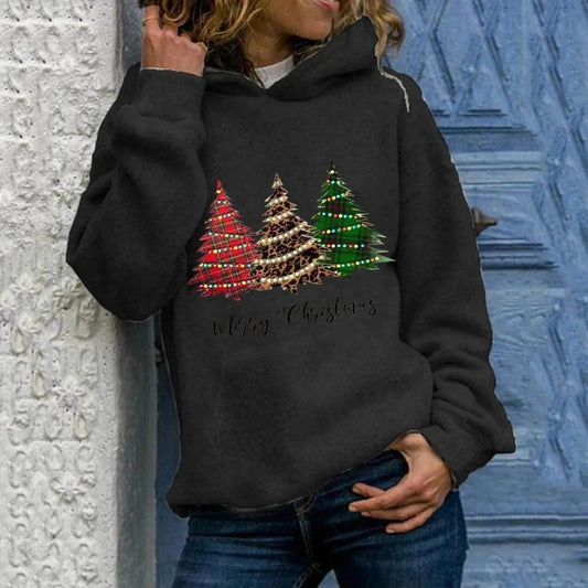 Merry Christmas tree Cashmere hoodie sweater loose top - www.Shopthatapp.com