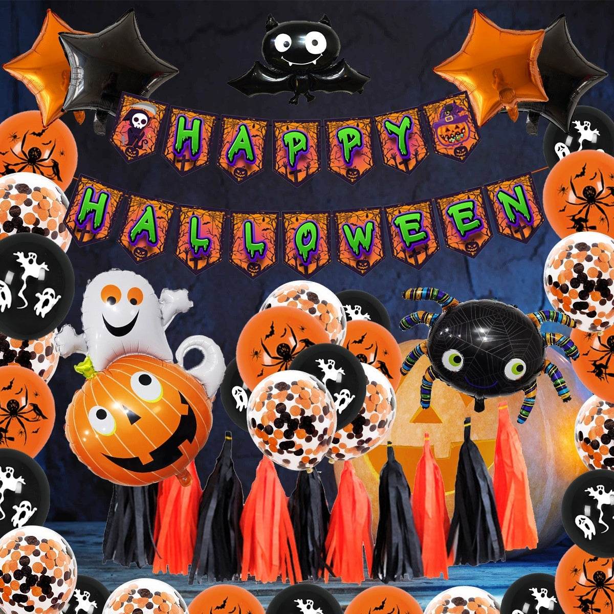 Halloween Party Decoration Balloon Combo Skull Pumpkin - www.Shopthatapp.com