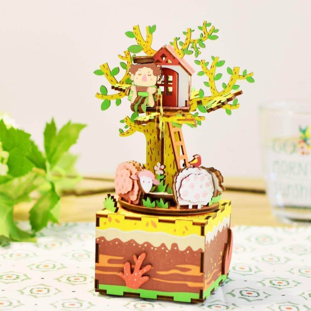 Puzzle en bois 3D « Robotime » : Cabane dans les arbres | KidsToyLover