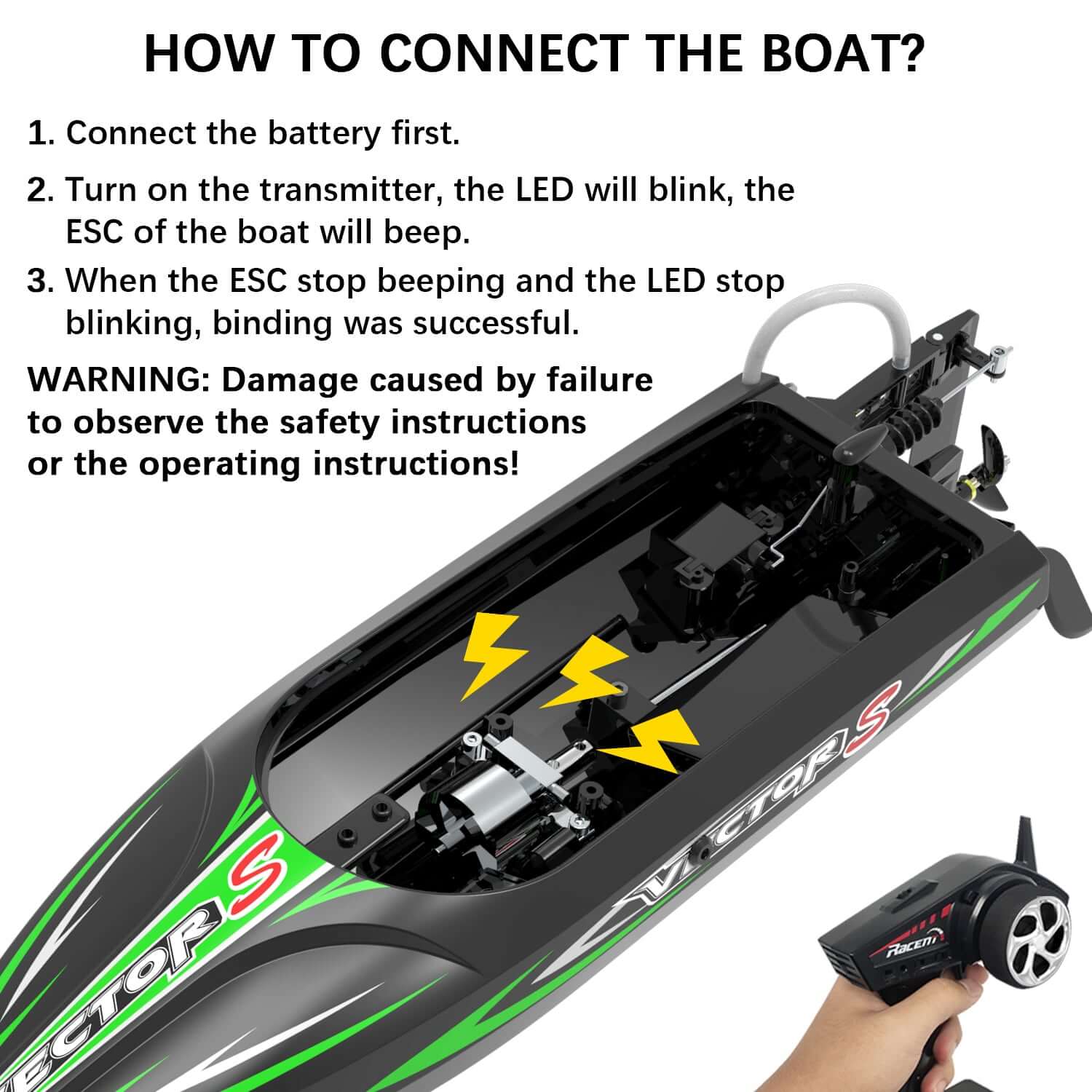VectorS 30MPH Brushless RC Boat: Self-Righting, Fast Racing for Lakes - www.Shopthatapp.com