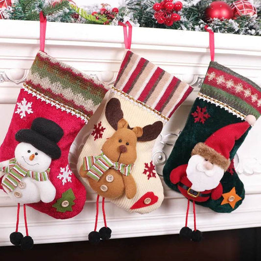 Christmas Stockings Gift Bag Flannel Small Size Hanging Decorations - www.Shopthatapp.com