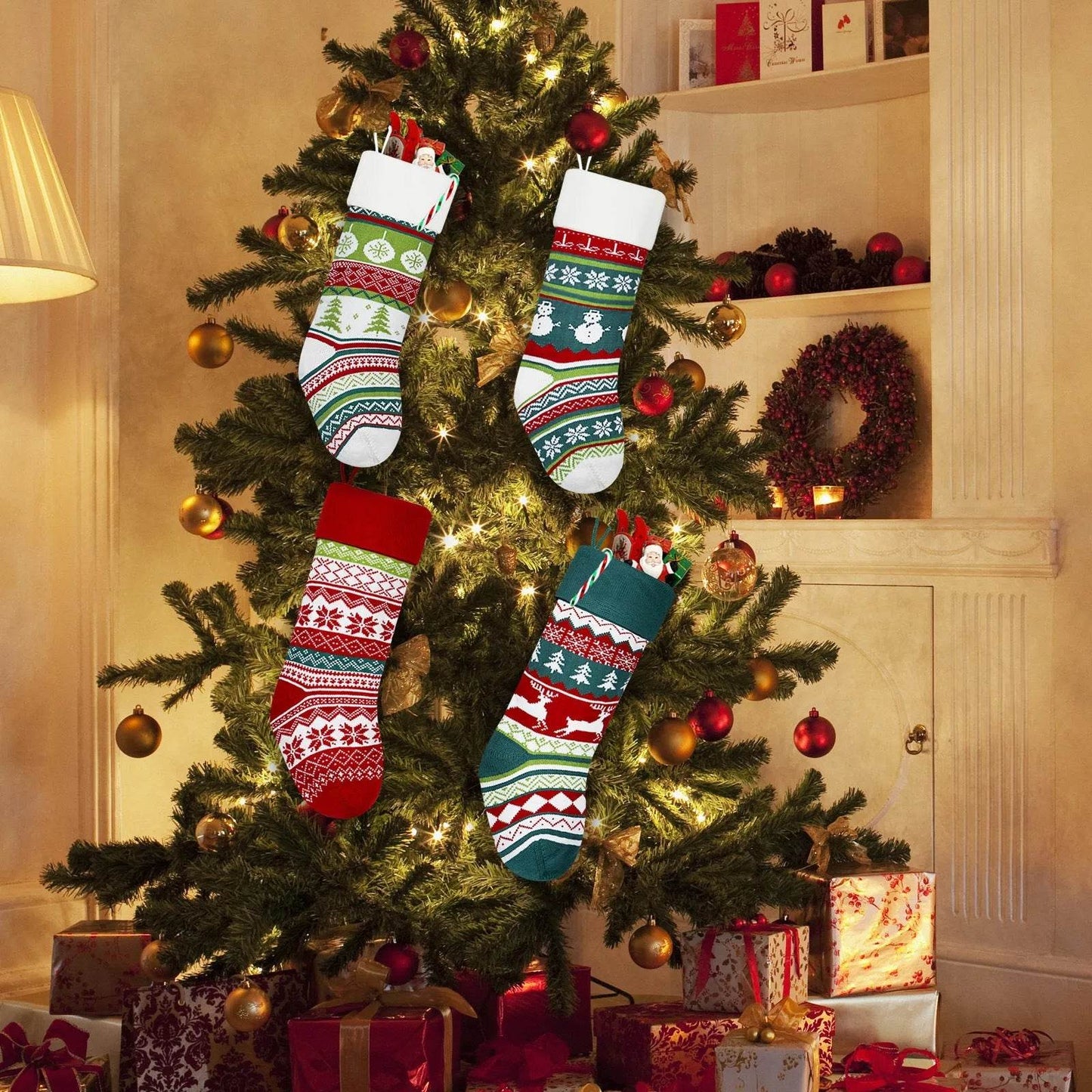 Christmas Stockings Candy Knitted Bag Wool - www.Shopthatapp.com