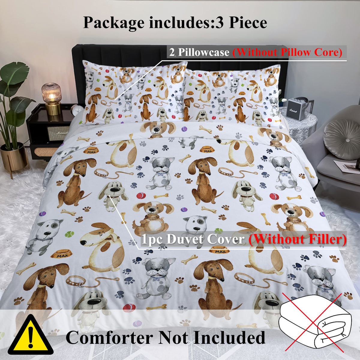 Kids' Duvet Cover Sets Animals Pastel Duvet Covers Cartoon Dogs Paws Pattern Bed Sets 3 Pieces 1 Duvet Cover And 2 Pillow Cases Cute Puppy Dogs Bedding For Kids - www.Shopthatapp.com