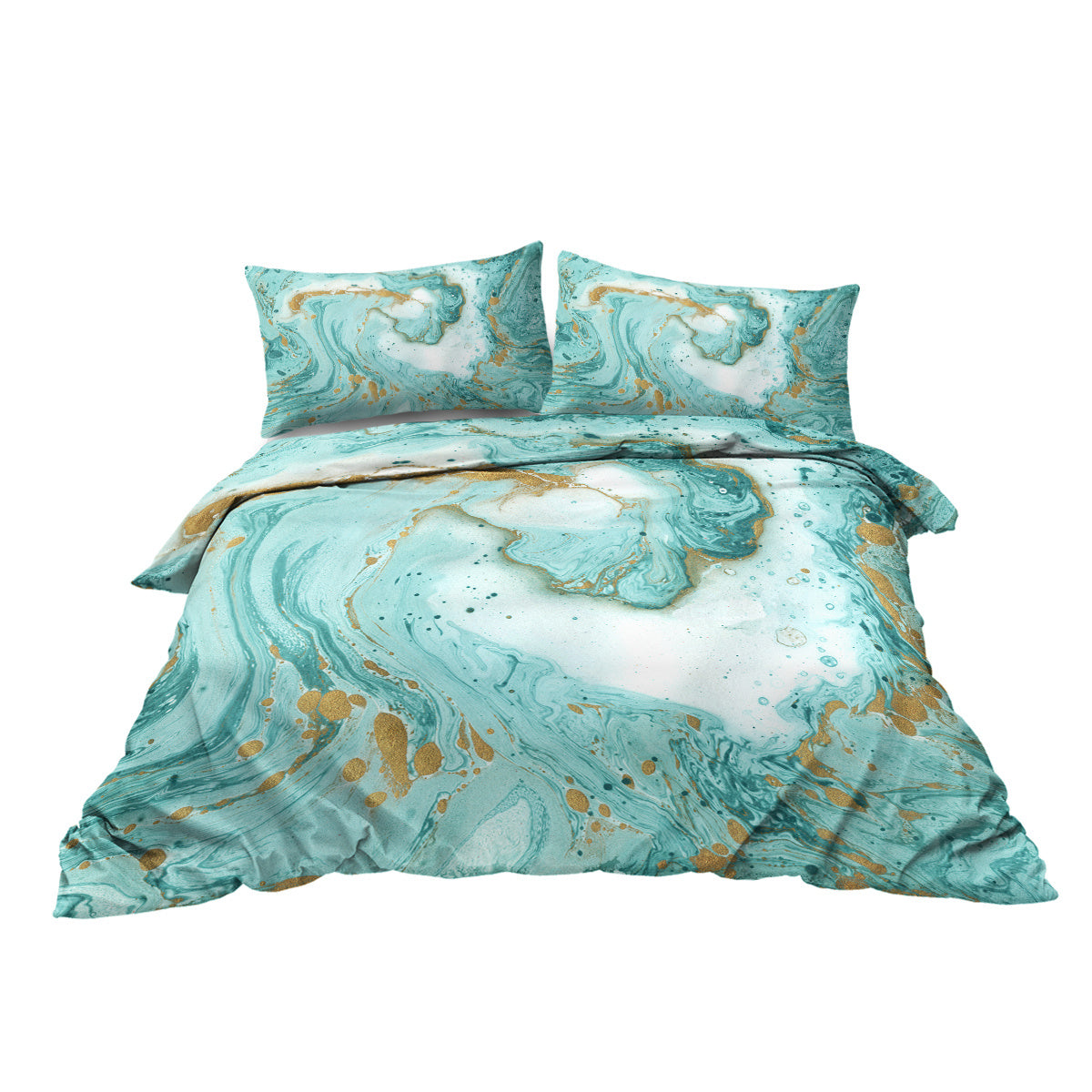 Chic Girly Marble Duvet Cover Mint Gold Glitter Turquoise Bedding Comforter Set Abstract Aqua Teel Blue Duvet Cover - www.Shopthatapp.com