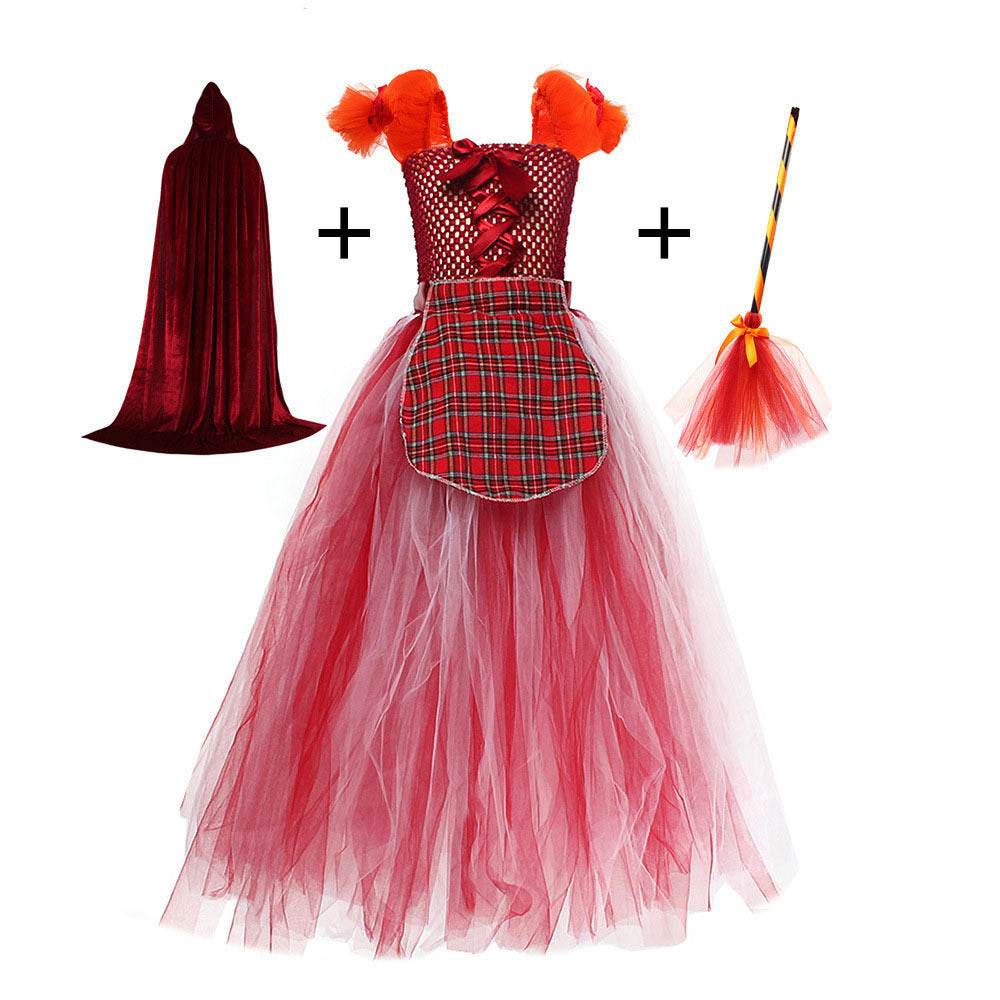 Halloween Costume Witch Children Dress Cloak Broom Set - www.Shopthatapp.com