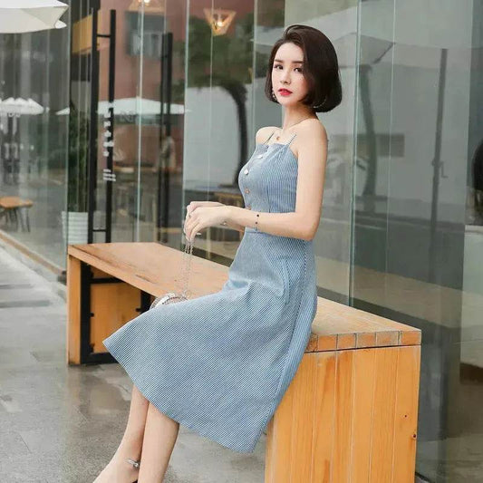 Women Summer Ins Super fashion Skirt dress Spaghetti strap Midi skater dress - www.Shopthatapp.com