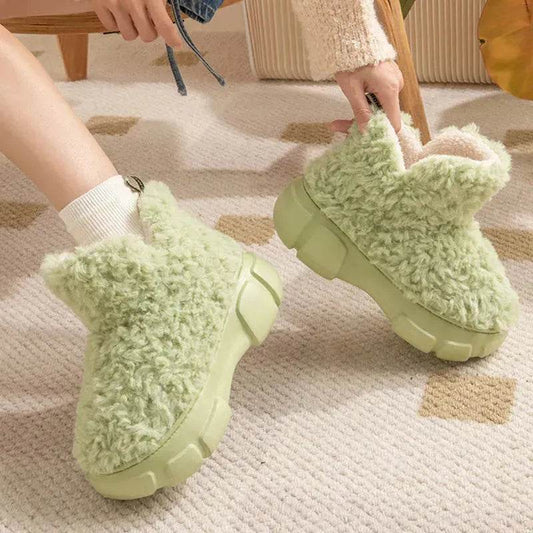 Winter Cashmere Snown Boots With 6cm Platform Warm Plus Velvet High-top Fleece Cotton Shoes Women Outdoor Indoor House Plush Shoes - www.Shopthatapp.com