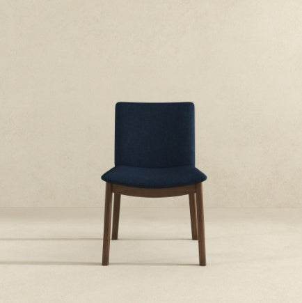 Laura Blue Linen Solid Wood Dining Chair Set Of 2 Mid-Century Modern Style - www.Shopthatapp.com