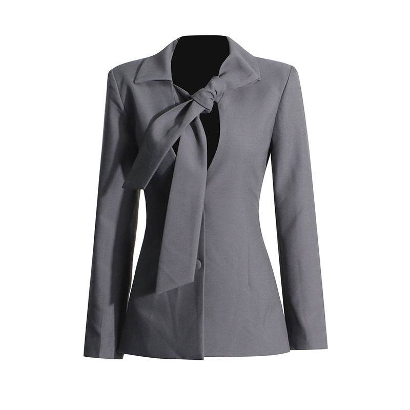 V-neck Lace-up Single-breasted Design Blazer For Women - www.Shopthatapp.com