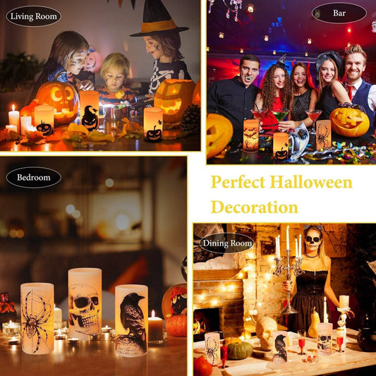 3 Pack Halloween Flameless Candle Lamp With Timer Setting Battery Operated Warm Orange Light Candles For Halloween Party Decoration - www.Shopthatapp.com #