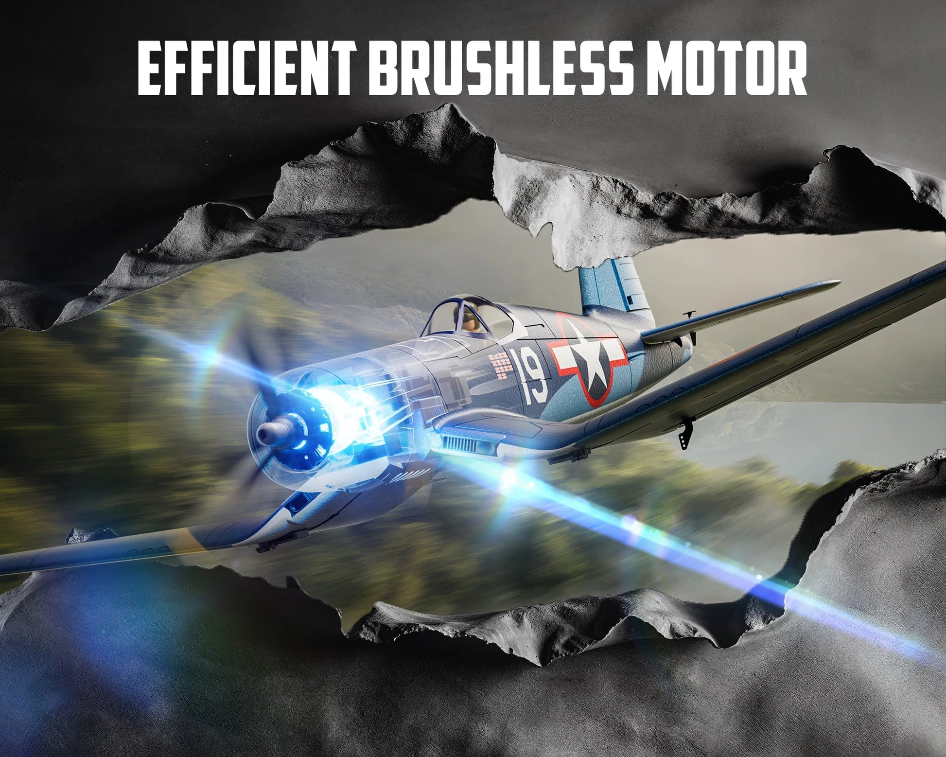 Volantex F4U Corsair 500mm Brushless Warbird RC Plane, RTF, 2S/3S Power Support - www.Shopthatapp.com