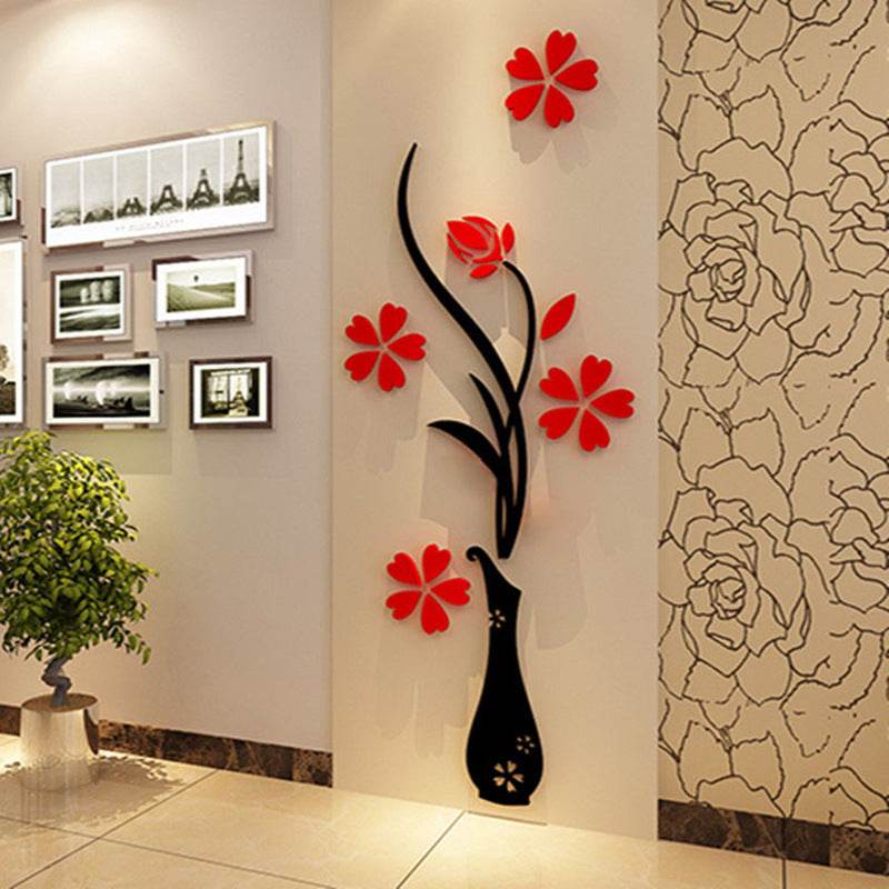 Creative vase acrylic 3D wall sticker Home Wall Decals - www.Shopthatapp.com
