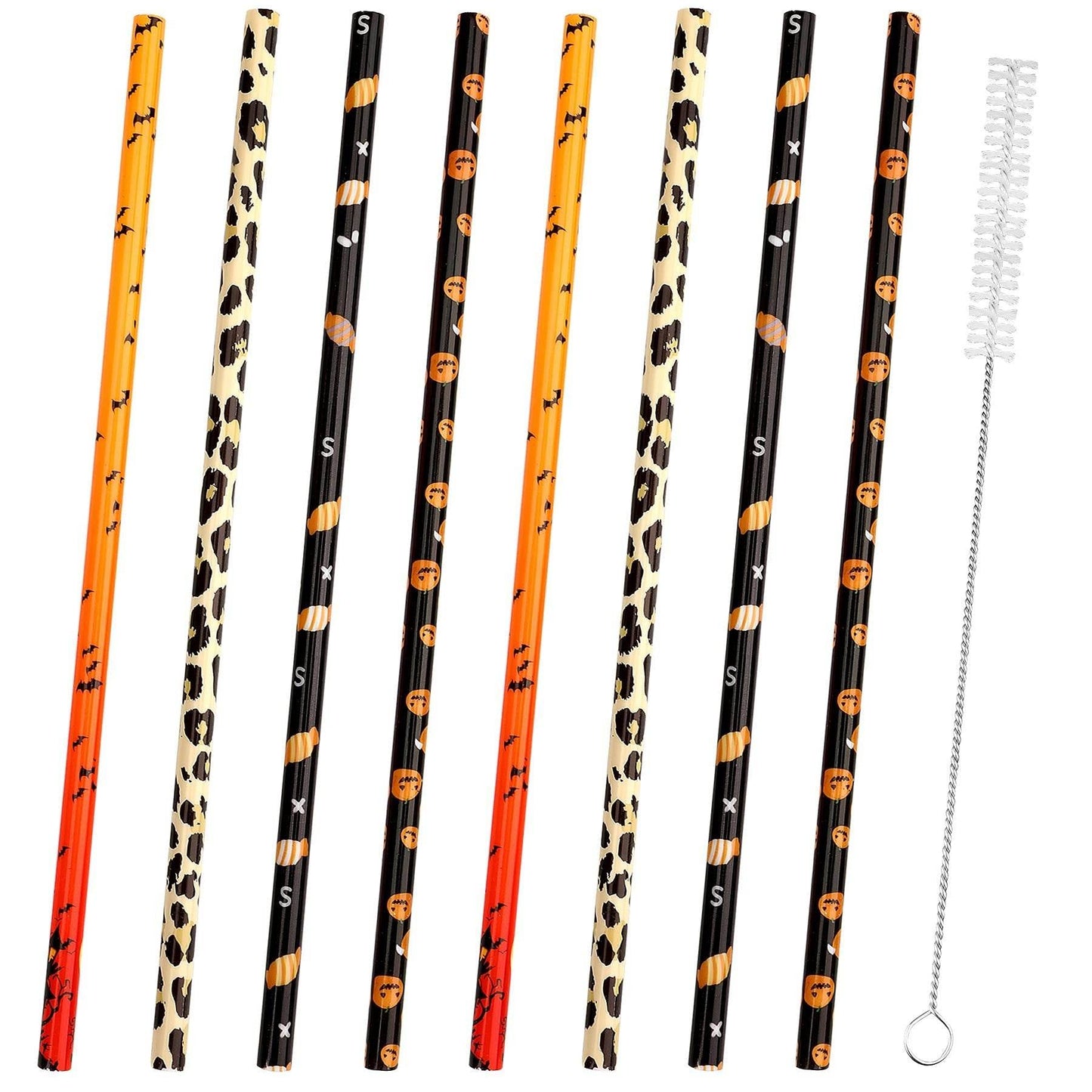 40 Pack Of 9 Inch BPA-Free Halloween Reusable Straws With Colorful Stripe Print Hard Straws For Mason Jars, Mason Glasses, Home Or Party Use, Comes With A Cleaning Brush-Selling On Amazon Is Prohibite - www.Shopthatapp.com