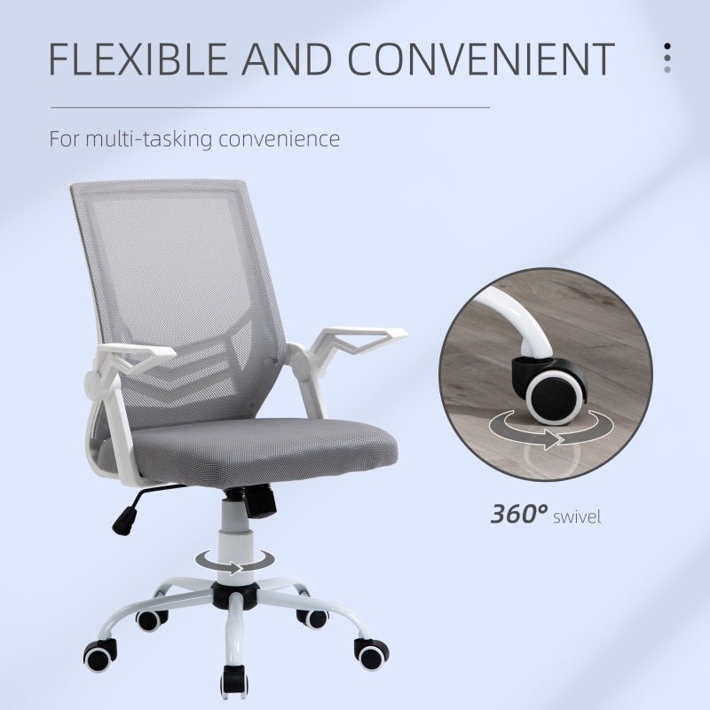Office Chair, Gaming chair Ergonomic Desk Chair with Flip-up Arm and Lumbar Back Support for Home, Grey - www.Shopthatapp.com