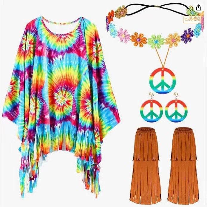 Tie Dye Cloak Costume Halloween Party Clothing Suit - www.Shopthatapp.com