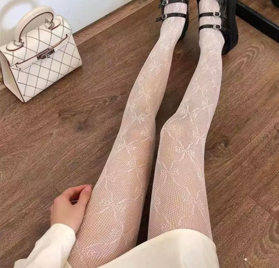 Collants résille Bow Tique - Blanc 17