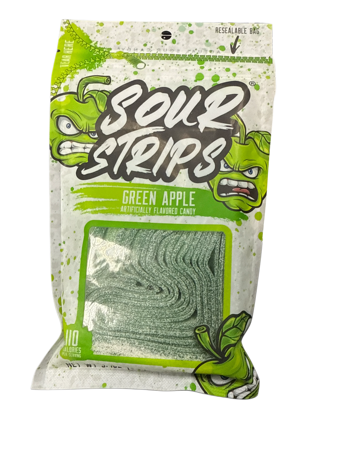 Sour Strips Green Apple Candy Bag 3.40OZ - U.S Edition - www.Shopthatapp.com