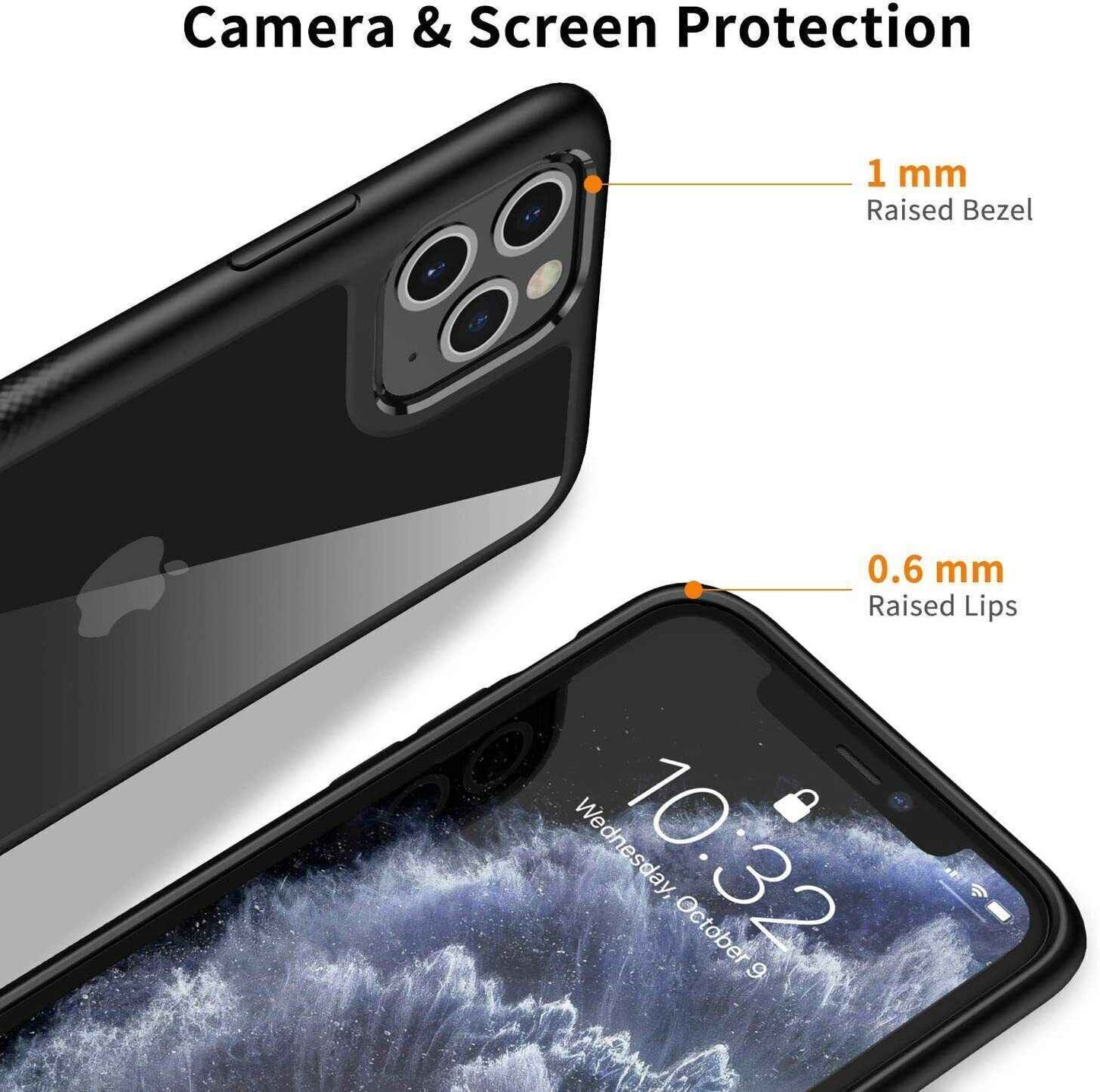 Black Banded 11 Pro & XS Case Ultra Clear Hard Back Scratch-Resistant Hard Case - www.Shopthatapp.com