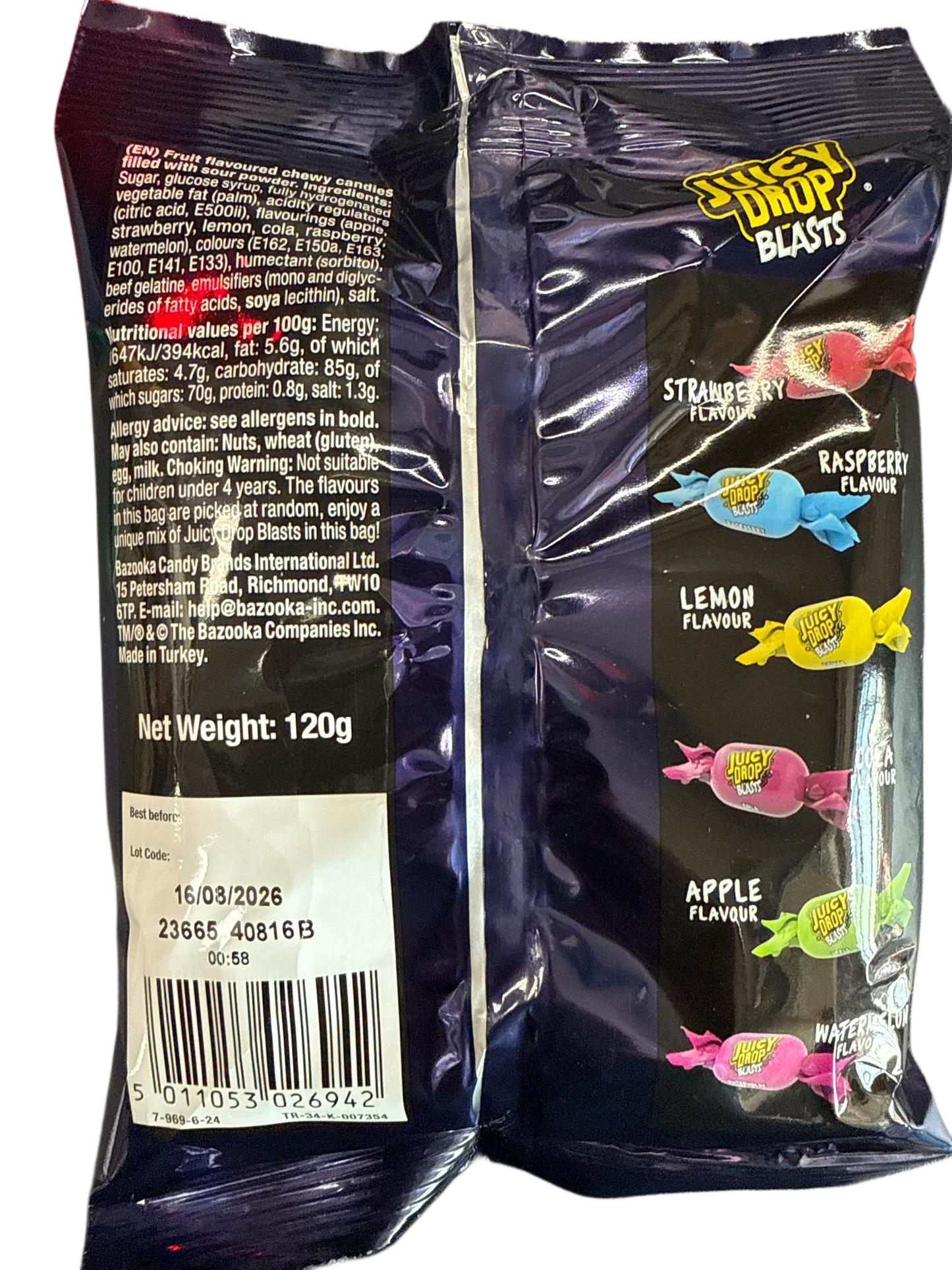 Juicy Drop Blasts Chews Filled With Sour Powder 120G - U.K Edition - www.Shopthatapp.com