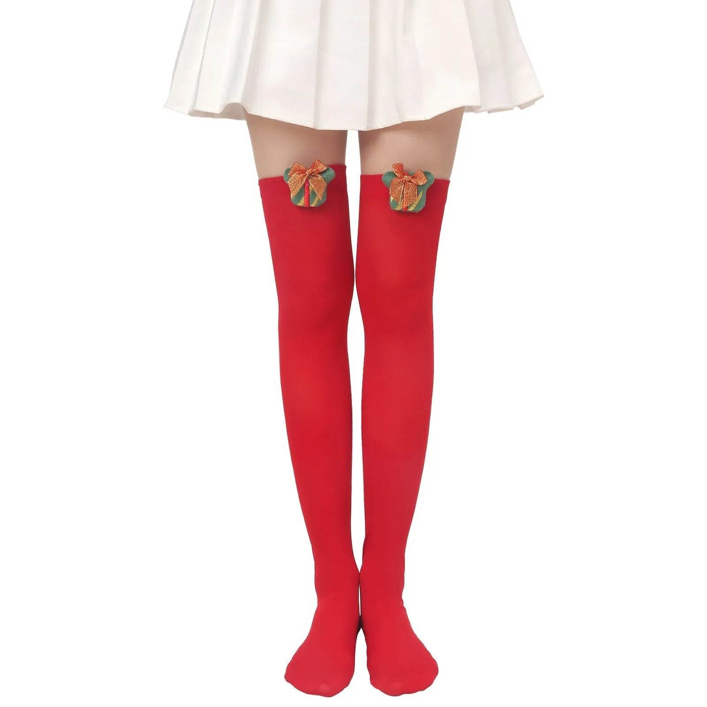Christmas Plush Doll Knee Socks Bow Stockings - www.Shopthatapp.com