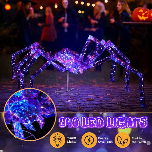 3ft Prism Spider, Illusion, 340 Purple Copper Wire Light, 4.5V 3.6W Halloween Standing Decoration US Specification - www.Shopthatapp.com