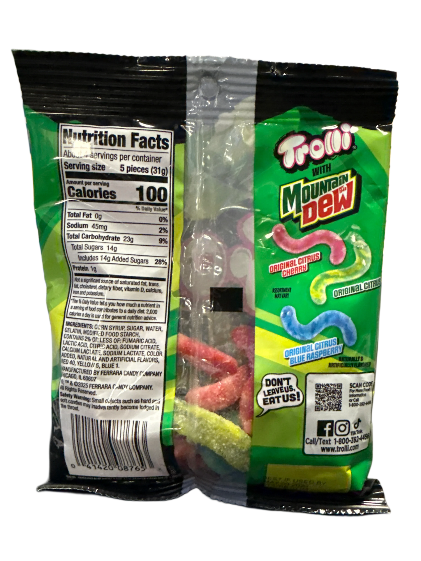 Trolli Limited Edition Mountain Dew Sour Brite Crawlers Gummi Candy 120G - U.S Edition