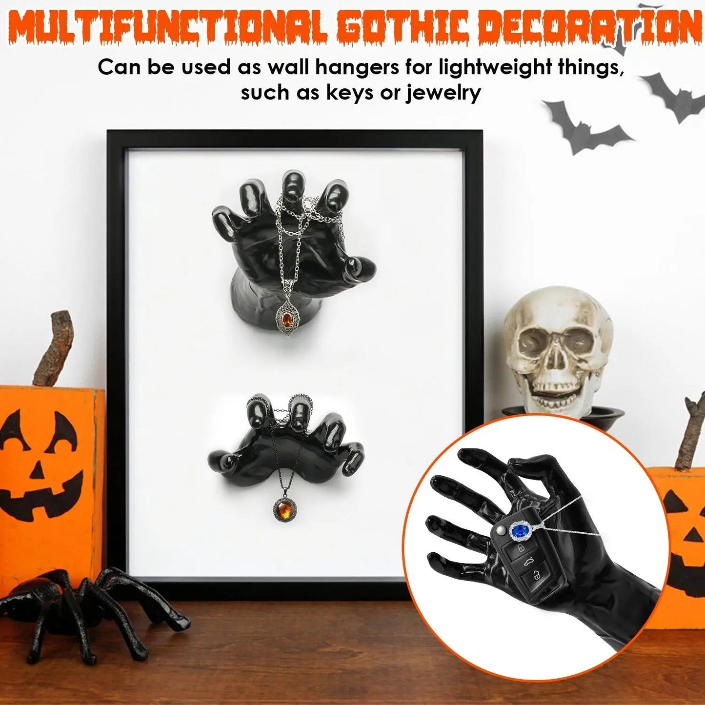 3Pcs Creepy Reaching Hands With Lighted Candles Wall Mounted Halloween Decoration Witch Devil Hand Aesthetic Goth Gothic Life Sized Horror Hands Hanging Sculpture - www.Shopthatapp.com