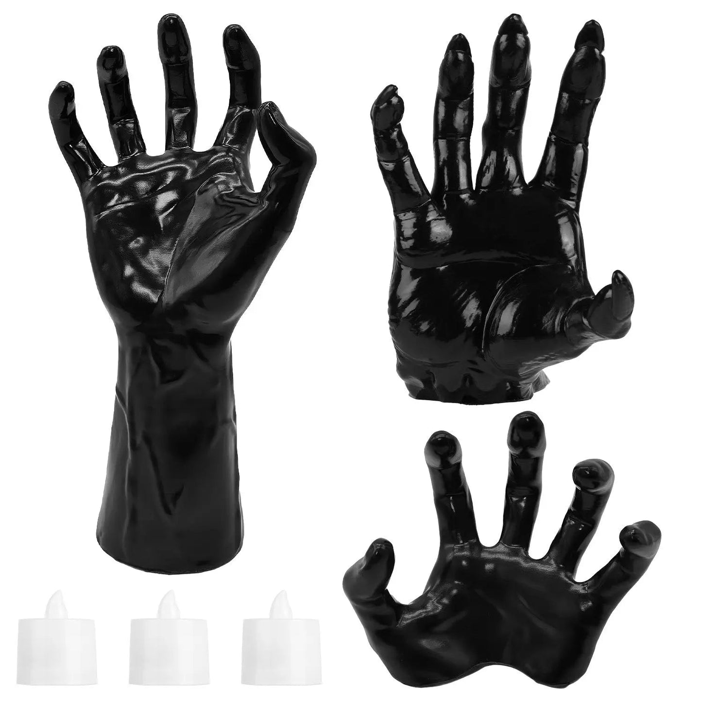 3Pcs Creepy Reaching Hands With Lighted Candles Wall Mounted Halloween Decoration Witch Devil Hand Aesthetic Goth Gothic Life Sized Horror Hands Hanging Sculpture - www.Shopthatapp.com