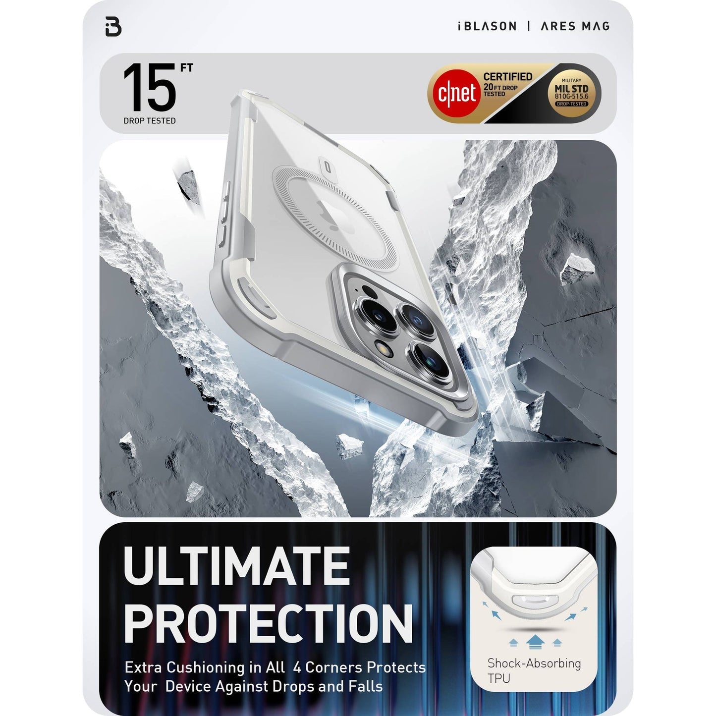 Coque Ares Mag pour iPhone 15 Pro Max – Blanc